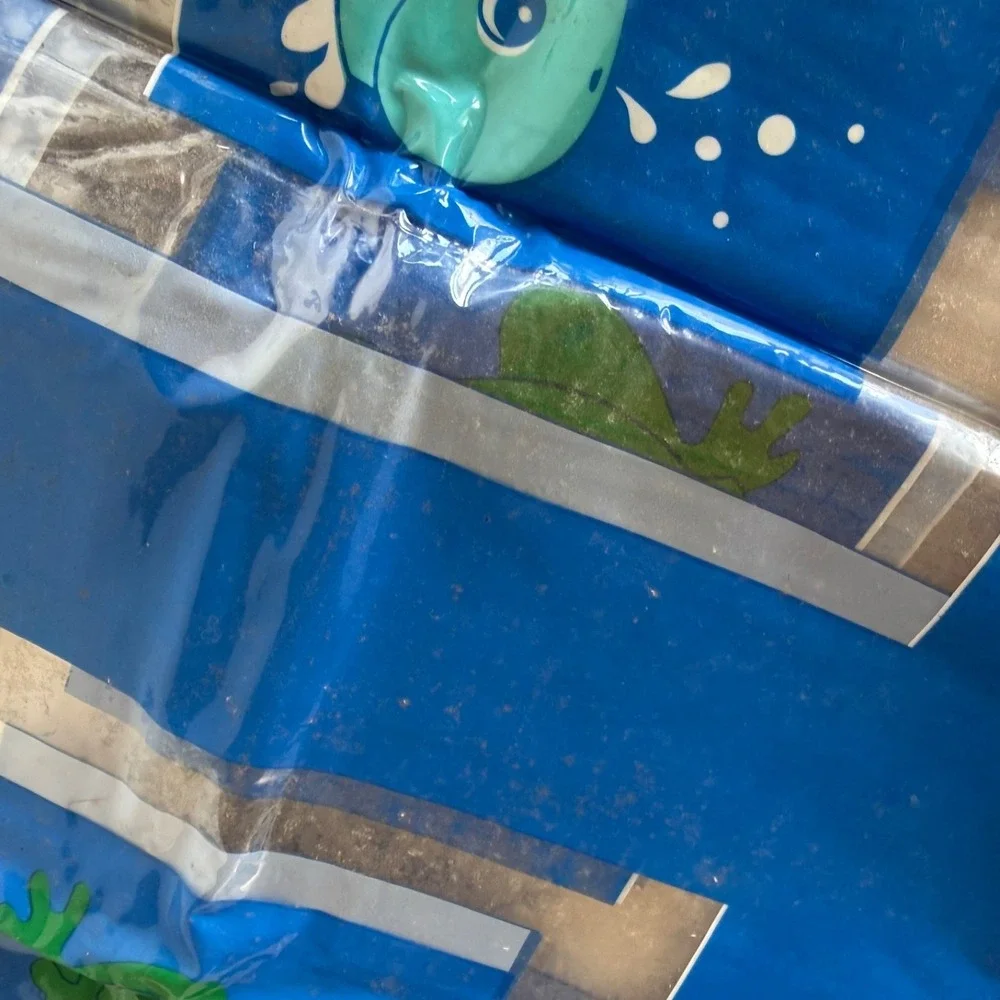 Vintage Kids‎ Plastic Shower Curtain Whale Duck Frog Blue Bathroom